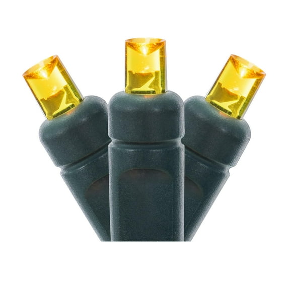 Vickerman 34' Yellow Single Mold Wide Angle LED Christmas light set, Green Wire