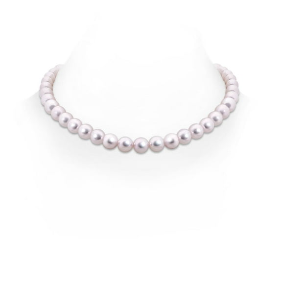 ANGARA 8-8.5mm, 18" Japanese Akoya Cultured Pearl Princess Strand in 14K White Gold for Women | June Birthstone, Birthday, Anniversary, Jewelry Gift for Women | Pearl Necklace