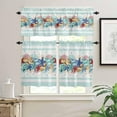 thumbnail image 1 of Summer Ocean Beach Teal 3-Piece Kitchen Curtain Set, Rod Pocket Kitchen Curtain Valance and Tiers Set, Washable Drape Window Treatment Set, Starfish Shells Coral Conch, 1 of 5