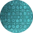 thumbnail image 1 of Ahgly Company Machine Washable Indoor Round Oriental Turquoise Blue Industrial Area Rugs, 4' Round, 1 of 4