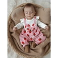 thumbnail image 5 of Loicainy Baby Toddler Girls Bubble Romper 3 6 9 12 Months Strawberry Printed Long Sleeve Ruffle Fake-two Jumpsuit with Headband, 5 of 9