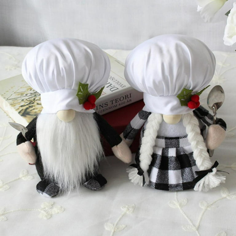 2 PCS Chef Gnome Mr and Mrs Love Sweet Kitchen Gnomes Handmade Cook Gift  for Farmhouse Housewarming Cooking Table Shelf Home Decorations Couple  Plush