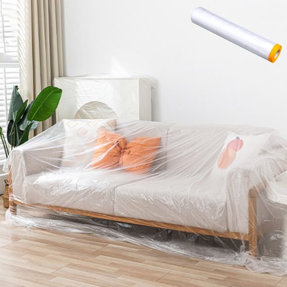 TUITOONM Disposable Plastic Furniture Covers With Self-Adhesive For Moving Heavy-Duty Couch Sofa Waterproof Dustproof Clear Wrapping Or Storage Moving Bags