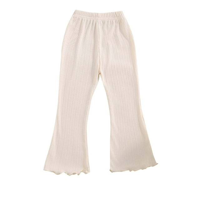 Timegard Baby Clothes for Girls Cute Lightweight Ruffle Flare Pants Solid Color Casual Thin Trousers