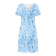 thumbnail image 5 of gljltg Summer Fashion Dress for Women Summer Short Sleeved Crewneck Tee Shirt Dress Casual Floral Print Beach Party Dress with Pockets, 5 of 8