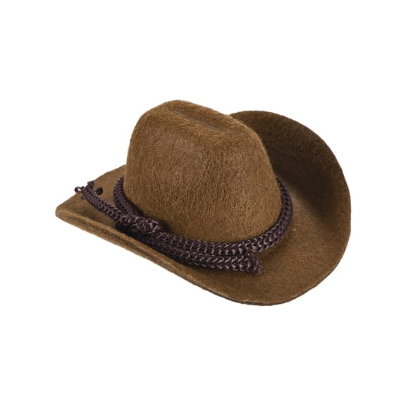 Uxcell Mini Cowboy Hats, Brown Miniature Western Cowboy Hat Tiny Dollhouse Accessories for Crafts Dolls Wedding Party Dress Decoration Hair Accessories Snowman,3.3 x 2.8 x 1.6 Inch