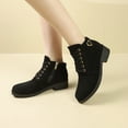 thumbnail image 2 of Wensltd Women's Suede Boots British Style Comfortable Round Toe Low Heel Everyday Boots Black, 2 of 9