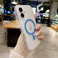 thumbnail image 1 of Translucent Matte For Magsafe Magnetic Wireless Charge Case For iPhone 16 Pro Max 15 14 13 12 Soft Jelly Bumper Shockproof Cover Blue For iPhone 16, 1 of 6