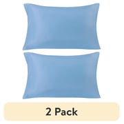 (2 pack) Mainstays Basic Value Microfiber Pillowcase, Light Blue, Standard, 1 Piece