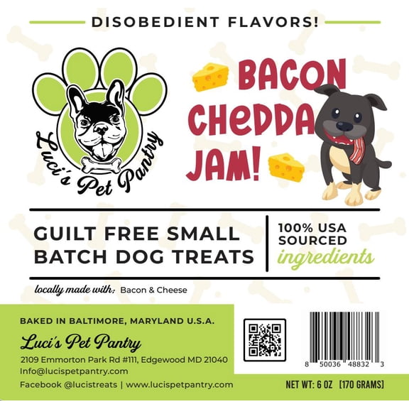 Bacon Chedda Jam "Cheesy Bacon Biscuits" Homemade Dog & Puppy Treats! Gift Box with 4 - 6 oz. Treat Bags