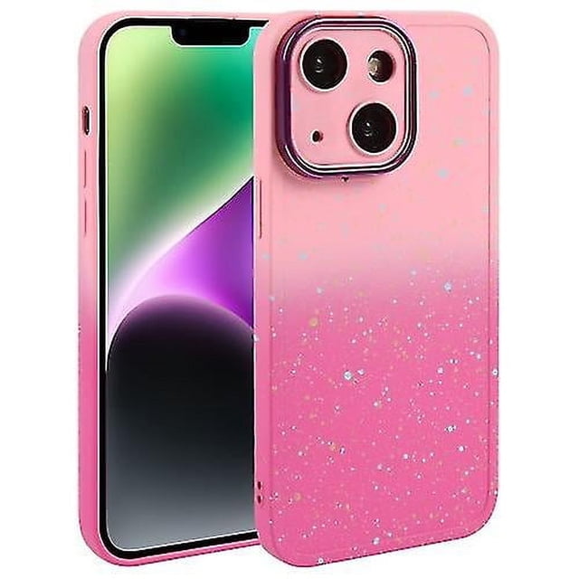 Funda de silicona con degradado de estrellas para iPhone 15 con película para lente