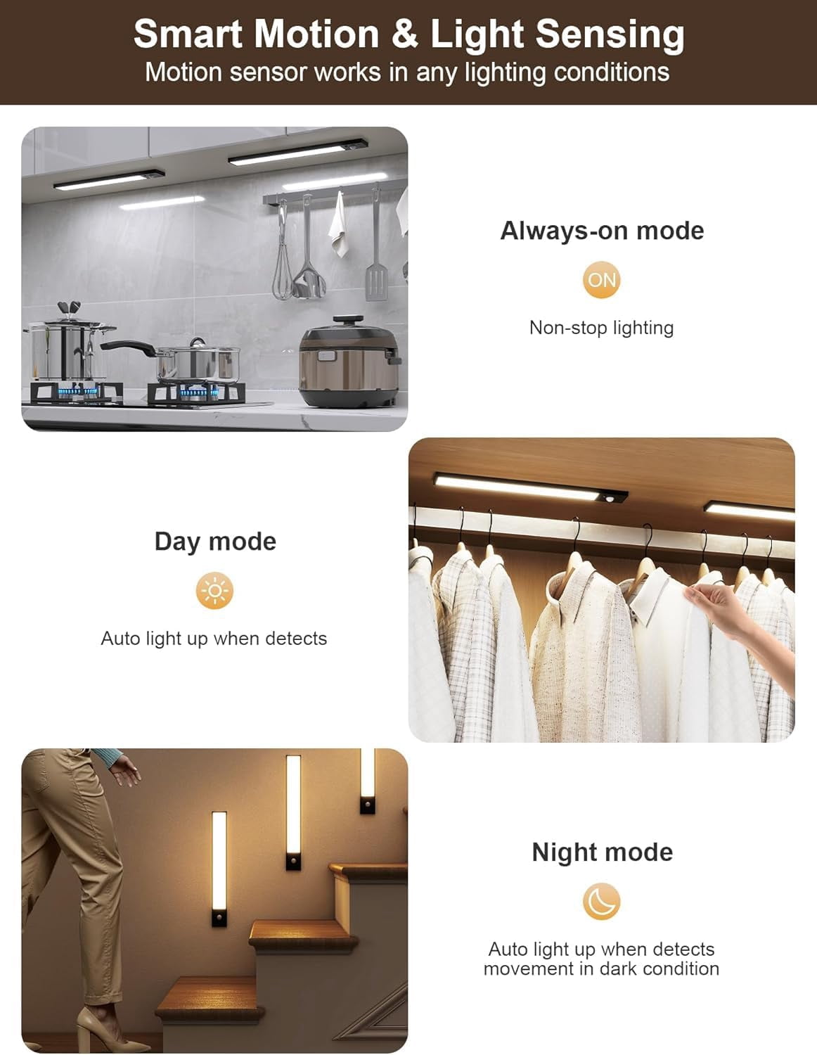 Under Cabinet Lighting Wireless with Remote,56 LED Rechargeable Motion Sensor Light Indoor,3000mAh Cabinet Lighting,3 Color Modes &7 Dimmable Levels,Magnetic Under Counter Lights for Kitchen