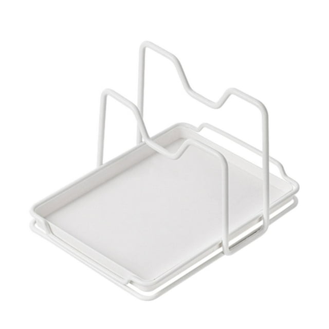 Estante para tapas de ollas Organizador de almacenamiento de tapas Prácticos utensilios de cocina Organizador de tapas de ollas Blanco