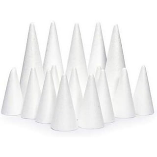 6-Pack Craft Foam Cones(3.7X11.7in), White Polystyrene Cone Shaped Foam,  Foam Tree Cones, for Arts and Crafts, Christmas Tree, School, Wedding