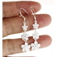 thumbnail image 2 of Hawaiian Jewelry Sterling Silver 3 Plumeria Flower with Clear Crystal Hook Earring, 2 of 2