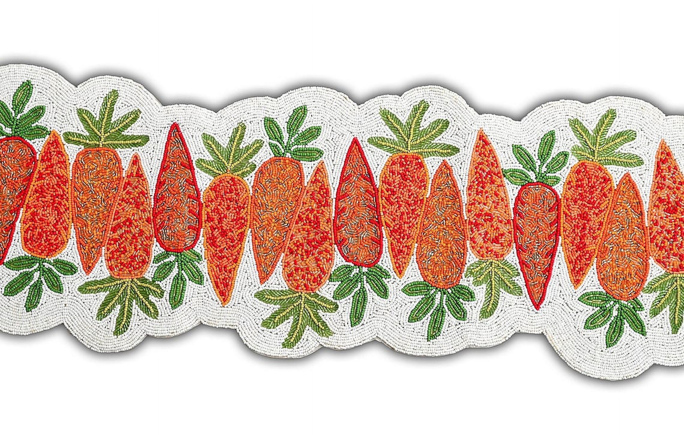 Handmade Beads Table Runner, Carrots Design Table Runner, Easter Tableware 13X36 Inch