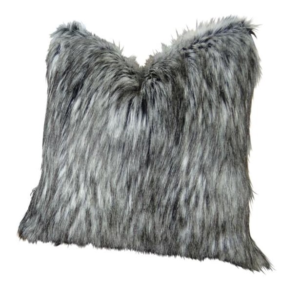 Luxury Siberian Faux Husky Handmade Throw Pillow - Gray - White & Black - 26 x 26 in.