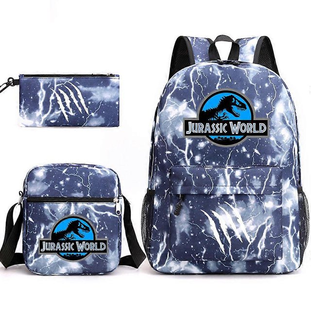 Three-piece schoolbag casual backpack for boys and girls students with printed large capacity outdoor backpack