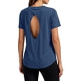 thumbnail image 2 of Otntypg Open Back Workout Tops for Women Summer Short Sleeve Crew Neck Yoga Pilates Tshirts Basic Solid Color Athletic Gym Fitness Tees Shirt, 2 of 10