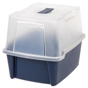 IRIS Large Hooded Litter Box, No schoop, Navy
