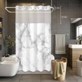 thumbnail image 5 of No Hook Shower Curtains with Snap-in Liner Set, Marble Grey White Waterproof Hotel Style Bathroom Shower Curtain, Cracked Rock Greyscale Fake Stone Breathable Mesh Top Window Bath Curtains 36''x72'', 5 of 9