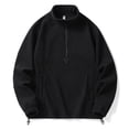 thumbnail image 4 of Delconic Mens Quarter Zip Fleece Pullover Jacket Long Sleeve Stand Collar Warm Outerwear Casual Relaxed Fit for Fall Winter Red XL, 4 of 7