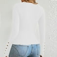 thumbnail image 3 of Zedker Women's Crewneck Long Sleeve Casual Ribbed Knitted Sweaters with Button Decoration, Comfy Pullover Outfits for Fall and Winter,White,M, 3 of 3