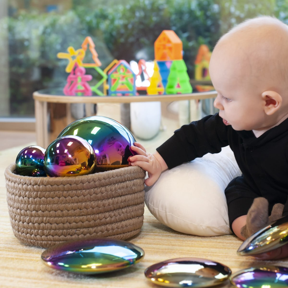 TickiT Sensory Reflective Color Burst Toy Balls, Set of 4