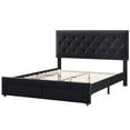 thumbnail image 2 of Vintage Upholstered Platform Bed Frame with Storage Drawers - Button Tufted Wingback Headboard, Noise-Free, No Box Spring Required, 2 of 8