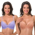 thumbnail image 1 of Curve Muse Women’s Plus Size Lightly Padded Underwire Balconette Bra -2PK-LAVENDER,TAWNY ORANGE-36DDD, 1 of 7