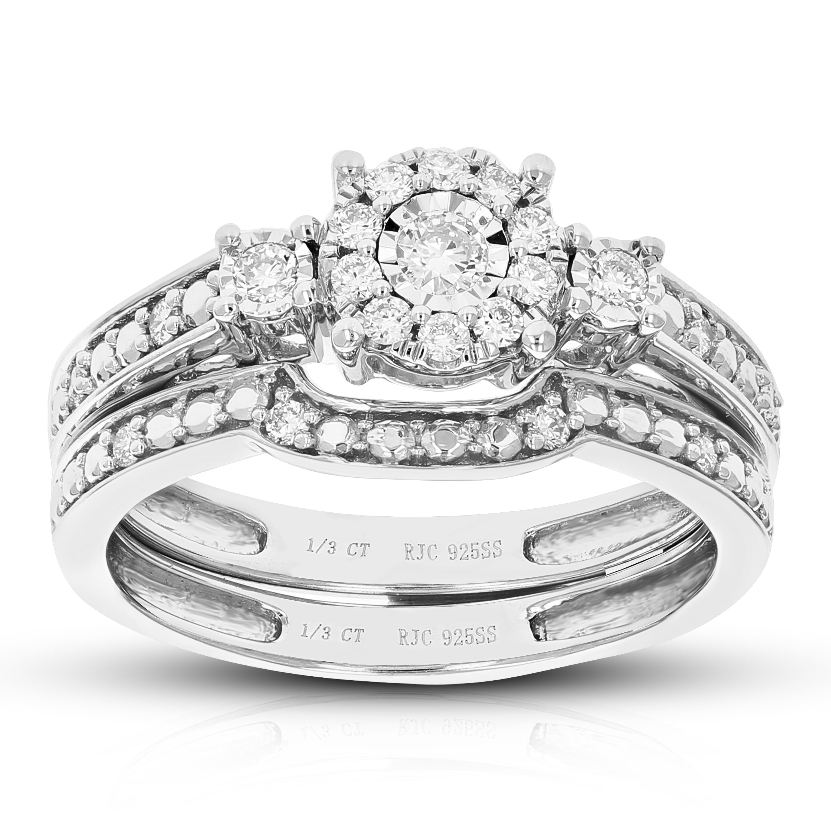 1/3 CTTW Wedding Engagement Ring Bridal Set, Round Lab Grown Diamond