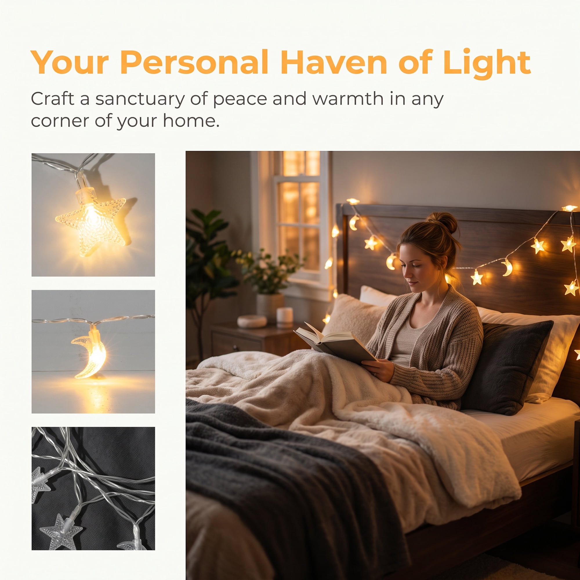 Unique Bargains Star and Moon Fairy Lights with Flexible Wire 9.8 ft USB Powered