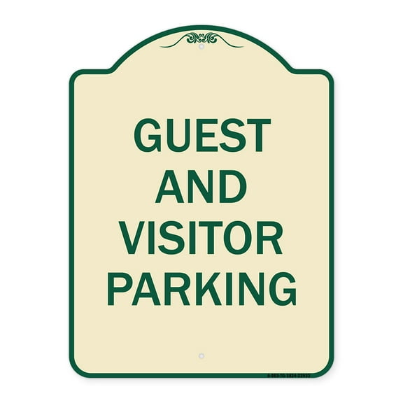 SignMission Designer Series Sign - Guest and Visitor Parking | Tan & Green 18" x 24" Heavy-Gauge Aluminum Architectural Sign | Protect Your Business & Municipality | Made in the USA