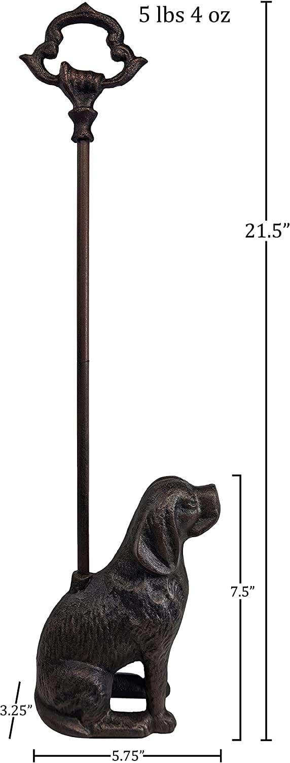 LuLu Decor, Cast Iron Decorative Dog Door Stopper with Rod, 5lbs 1oz