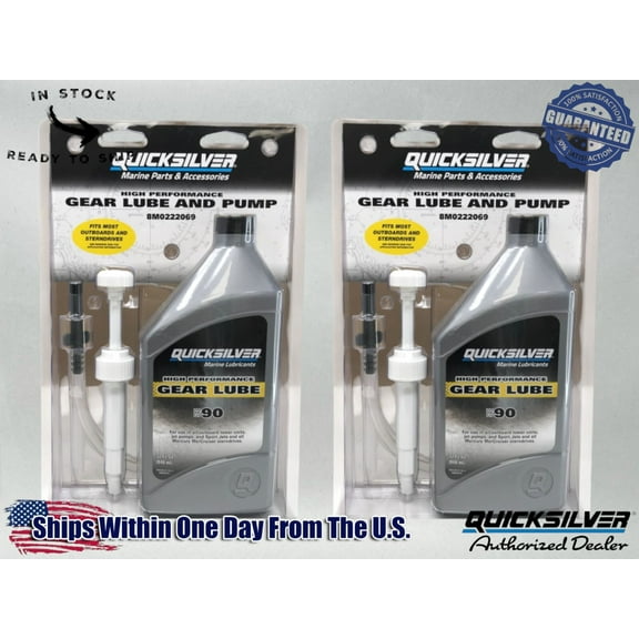 Quicksilver OEM SAE-90 High Perf Gear Lube Quart and Pumps 92-8M0222069 2 Pack