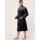 thumbnail image 3 of Albornoz de felpa con cuello chal para hombre, manga larga, albornoz de franela y forro polar con cinturón Negro M Unique Bargains Pijama, 3 of 5