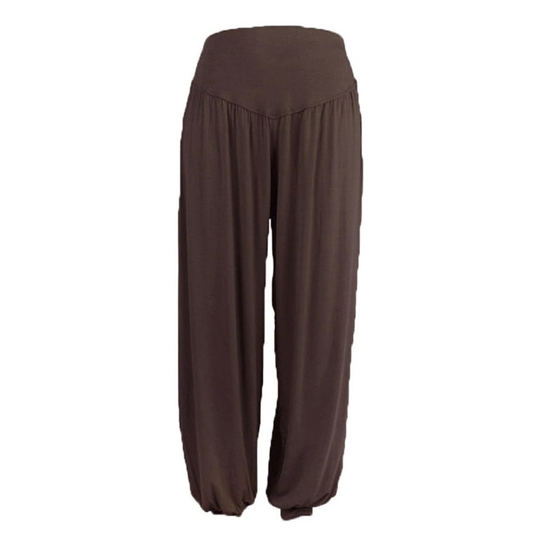 YWDJ Yoga Pants Women Tall Womens Elastic Loose Casual Cotton Soft Yoga  Sports Dance Harem Pants Coffee XS 