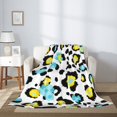 thumbnail image 2 of Throw Blanket for Couch Sofa and Bed, Yellow Blue Leopard Print Super Soft Plush Throw Blanket, Fuzzy Cuteness Comfy Warm Washable Flannel Blanket & Throws for All Season 60"x50", 2 of 5
