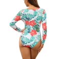 thumbnail image 2 of Charmo V Neck Rash Guard for Womens One Piece Bathing Suits Long Sleeves Monikini Swimsuit, 2 of 3