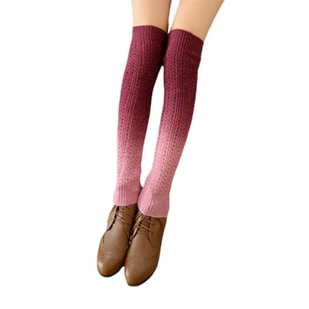 

sdghg Women Cashmere Knitted Leg Warmers Gradient Soft Thigh High Boot Socks Winter Warm Fashion Long Stockings