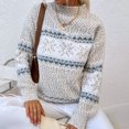 thumbnail image 5 of Oversized Sweaters for Women Snowflake Sweater Turtleneck Holiday Fall Winter Long Sleeve Pullovers Top Multicolor, 5 of 8