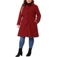 thumbnail image 3 of GRACE & GRANDEUR Women's Plus Size Winter Coats Single Breasted Jackets Long Trench Coats 1X Dark Red, 3 of 7