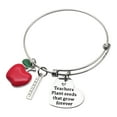 thumbnail image 2 of Fiudx Pulsera Elástica de Acero Inoxidable, Diseño Único, Decoración de Joyería, Frase de Agradecimiento Al Maestro, Regalo para El Día Del Maestro, Graduación de Fin de Curso, para Mujeres, Hombres,, 2 of 5