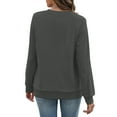 thumbnail image 3 of Women's Casual Fashion Solid Color Round Neck Long Sleeve Lightweight Pullover Sweatshirt with Side Pockets for Warm Comfort and Everyday Wear,Gray,L, 3 of 7