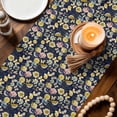 thumbnail image 4 of Table Runner - 70 Inch Long, Vintage Flower Kitchen Dining Table Runner Dresser Scarves, Yellow Spring Floral Leaf Pastoral Birds Navy Blue Farmhouse Decor for Coffee Tables Wedding Party Banquet, 4 of 8