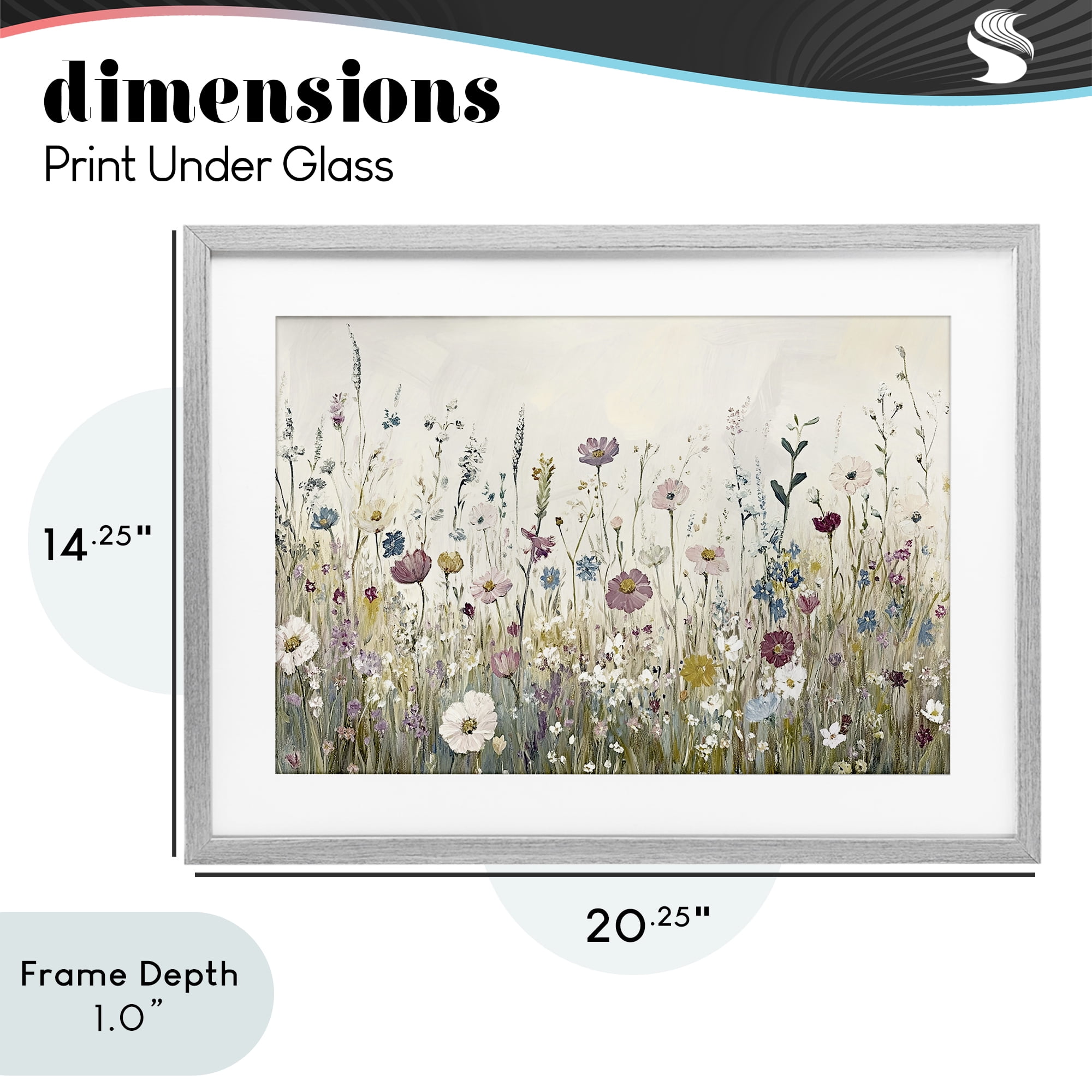 Stupell Industries Spring Blooms Pastoral Meadow Gray Framed Print Under Glass, design by Kim Allen