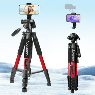 UEGOGO 74" Tripod for Camera Phone Video Recording, Heavy Duty Camera Tripod Stand, Professional Travel DSLR Tripods Compatible with  iPhone, Max Load 15 LB （RED）