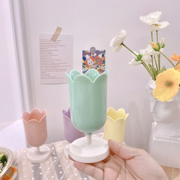 INS Students Stationery Plastic Makeup Brush Holder Storage Bucket Pen Holder Storage Tank Cup GREEN
