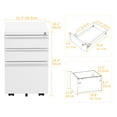 thumbnail image 5 of Craftian 3-Drawer Vertical File Cabinet Storage Mobile Office Metal Lockable Legal/A4 Size，White, 5 of 10