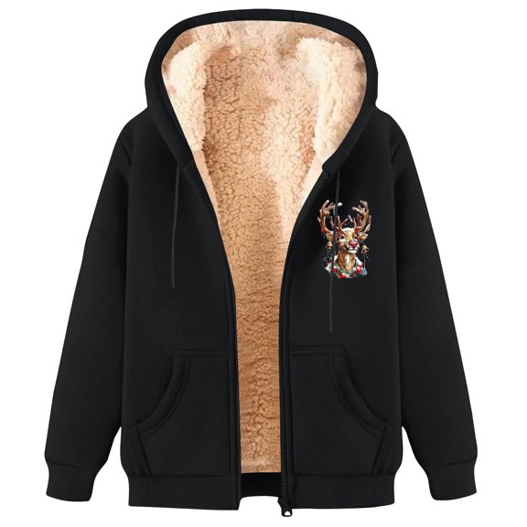 GA WEIHUA Clearance Deals,Men Sherpa Hoodie Jackets Fleece Lined Full Zipper Warm Hoodies Sweatshirt Winter Solid Color Sweater Hooded Coat(Black,L)